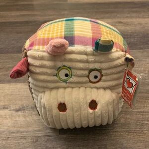 Ganz Cubmials Cow Square Cube Chenille Plaid Plush Stuffed Animal H13284 8.5"